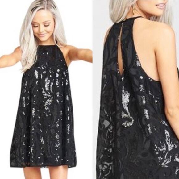 Show me Your mumu‎ black Gomez sequin party halter dress small fairy glitzmother - Picture 1 of 6